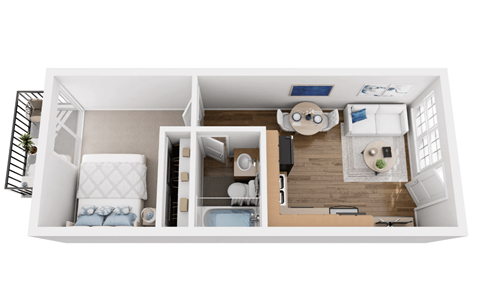 Floor plan for 1 bed, 1 bath, 600 sqft